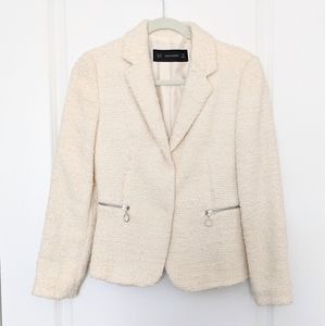 ZARA BASIC Size XS Cream Tweed Blazer